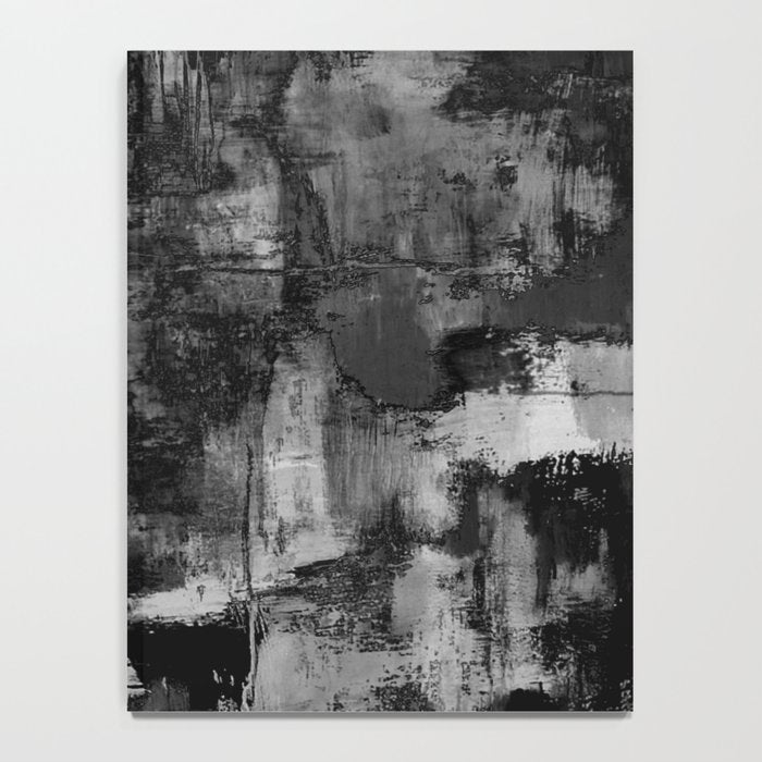 Crackled Gray - Black, white and gray, grey textured abstract Notebook Gallery Image 4