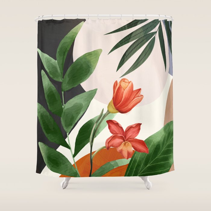 Abstract Tropical Art 12 Shower Curtain Gallery Image 1