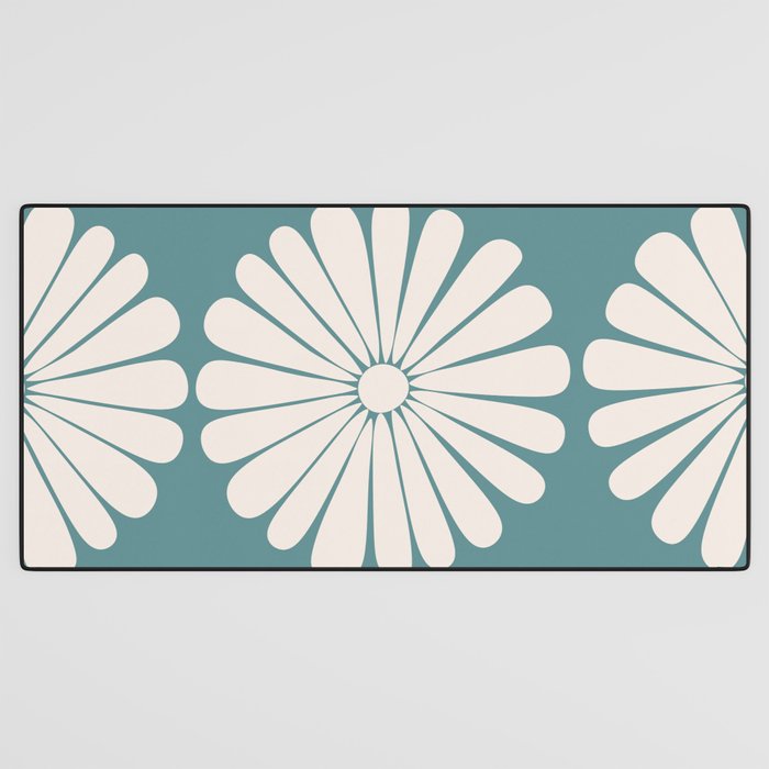 Retro Daisy Abstract XXII Teal Green Bold Floral Desk Mat Gallery Image 3