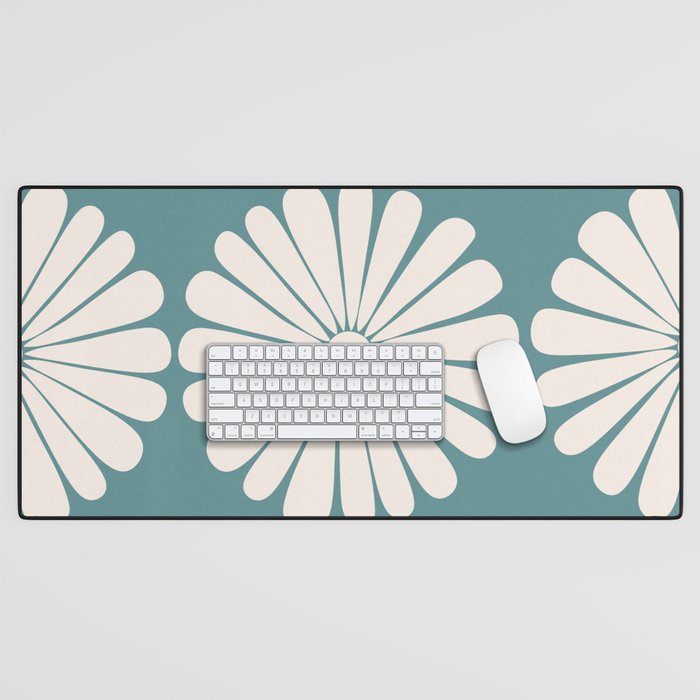 Retro Daisy Abstract XXII Teal Green Bold Floral Desk Mat Gallery Image 1