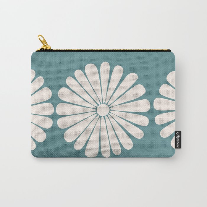 Retro Daisy Abstract XXII Teal Green Bold Floral Carry All Pouch Gallery Image 1