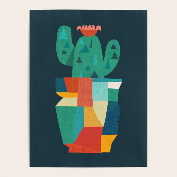 Blooming cactus in cracked pot Poster Gallery Image 4