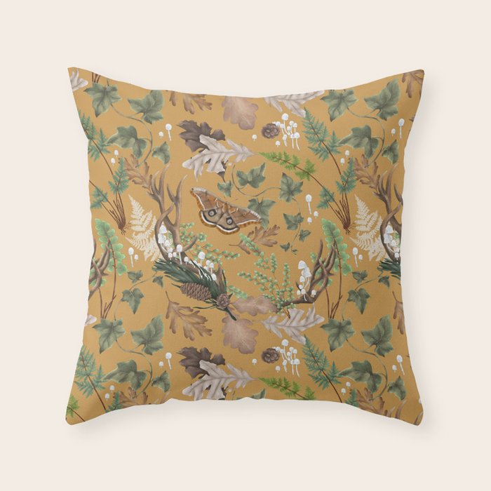 Bohemian Leafy Forest Throw Pillow Gallery Image 6