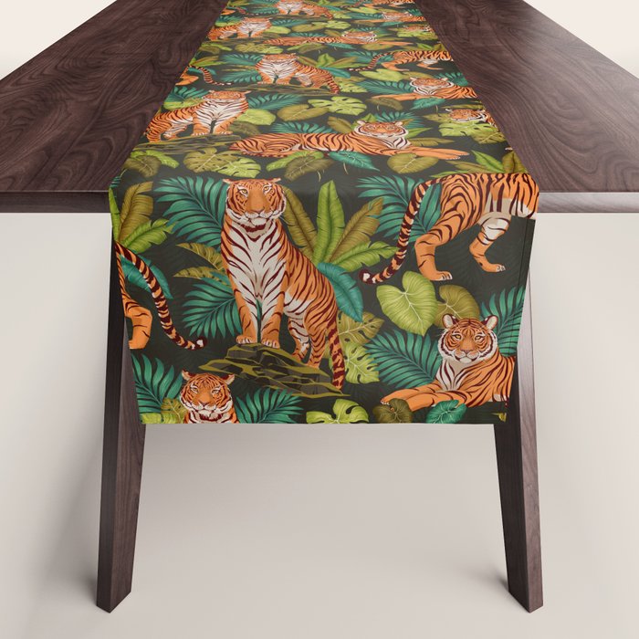 Jungle Cats In Charcoal Table Runner Gallery Image 1
