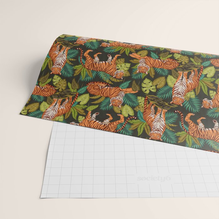 Jungle Cats In Charcoal Wrapping Paper Gallery Image 2