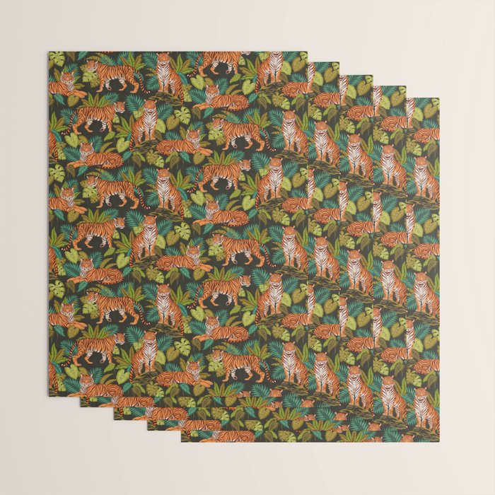 Jungle Cats In Charcoal Wrapping Paper Gallery Image 3