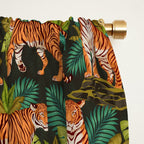 Jungle Cats In Charcoal Window Curtain Gallery Image 2