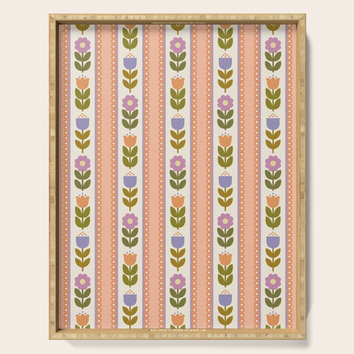 Scandi-Floral Stripes Harvest Serving Tray Gallery Image 1