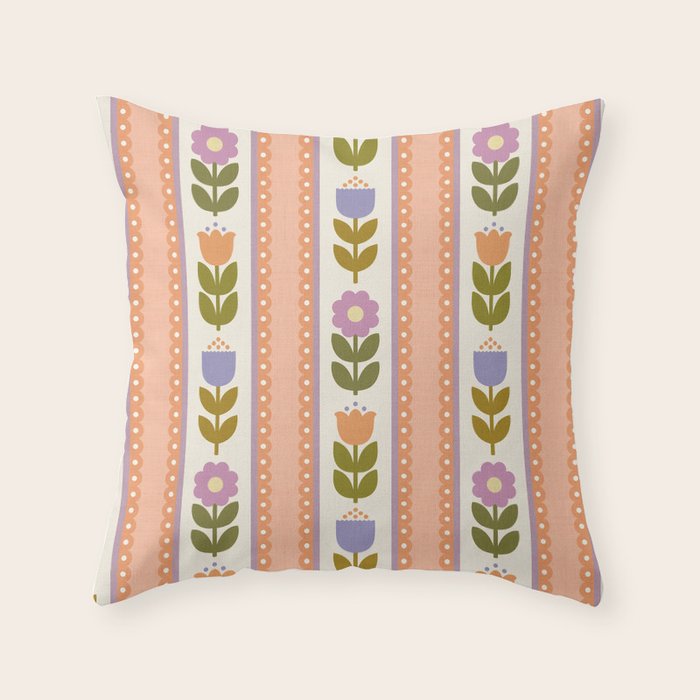 Scandi-Floral Stripes Harvest Throw Pillow Gallery Image 6