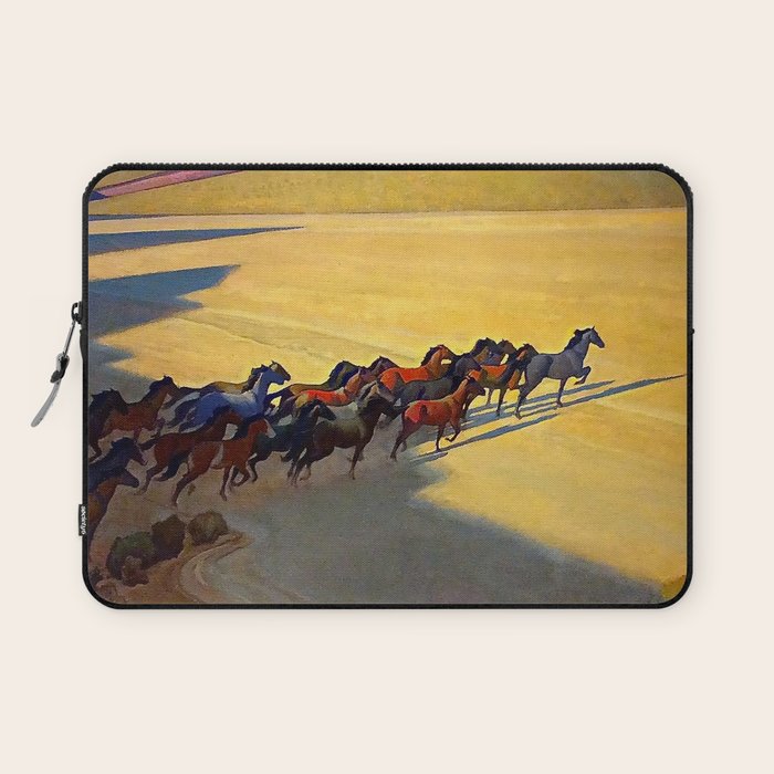 âWild Horses of Nevadaâ by Maynard Dixon Laptop Sleeve Gallery Image 1