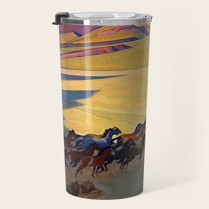 âWild Horses of Nevadaâ by Maynard Dixon Travel Mug Gallery Image 3