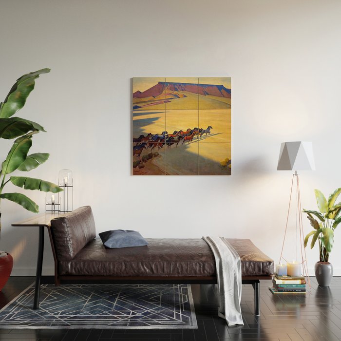 âWild Horses of Nevadaâ by Maynard Dixon Wood Wall Art Gallery Image 2