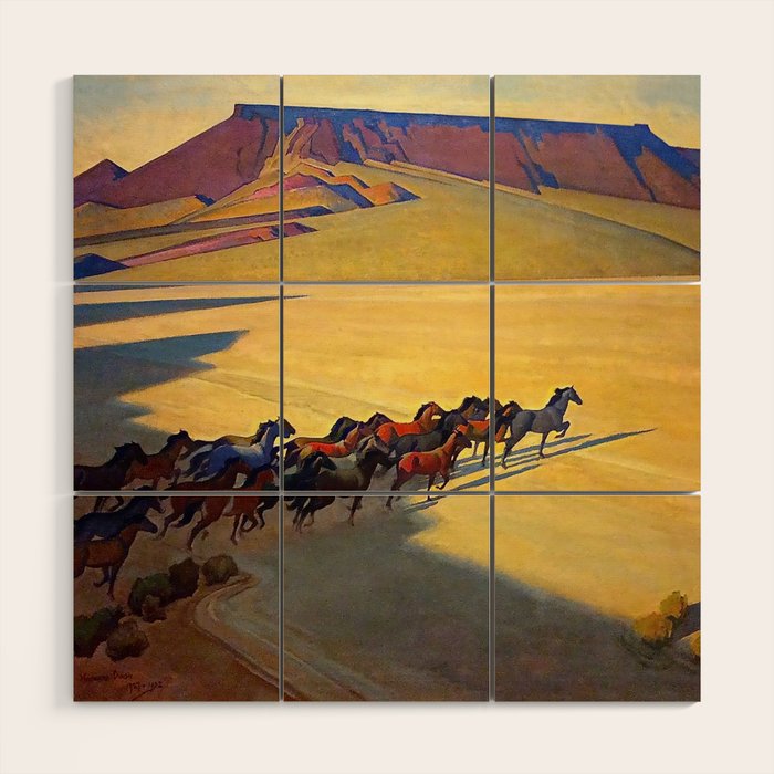âWild Horses of Nevadaâ by Maynard Dixon Wood Wall Art Gallery Image 1