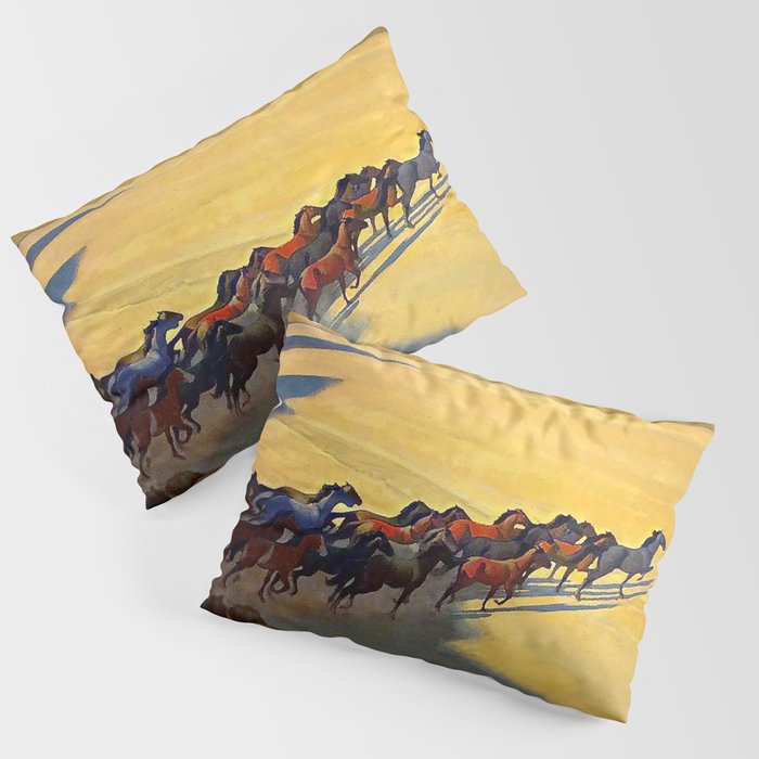 âWild Horses of Nevadaâ by Maynard Dixon Pillow Sham Gallery Image 3
