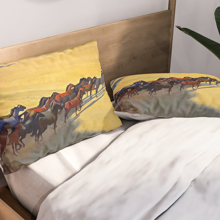 âWild Horses of Nevadaâ by Maynard Dixon Pillow Sham Gallery Image 2