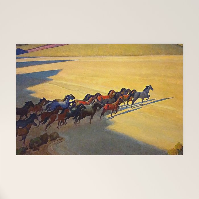 âWild Horses of Nevadaâ by Maynard Dixon Welcome Mat Gallery Image 1