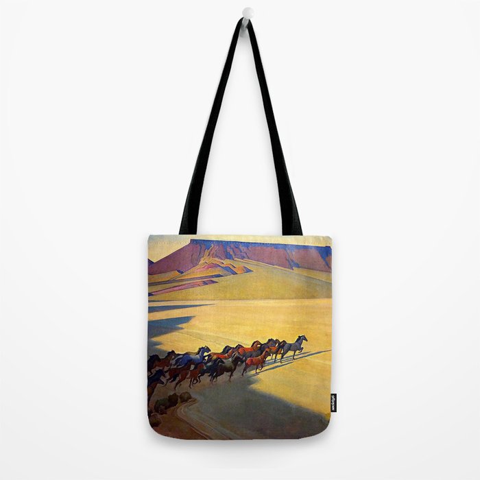 âWild Horses of Nevadaâ by Maynard Dixon Tote Bag Gallery Image 2