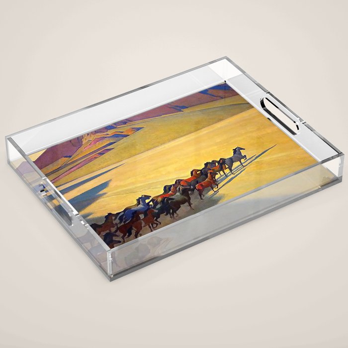 âWild Horses of Nevadaâ by Maynard Dixon Acrylic Tray Gallery Image 1