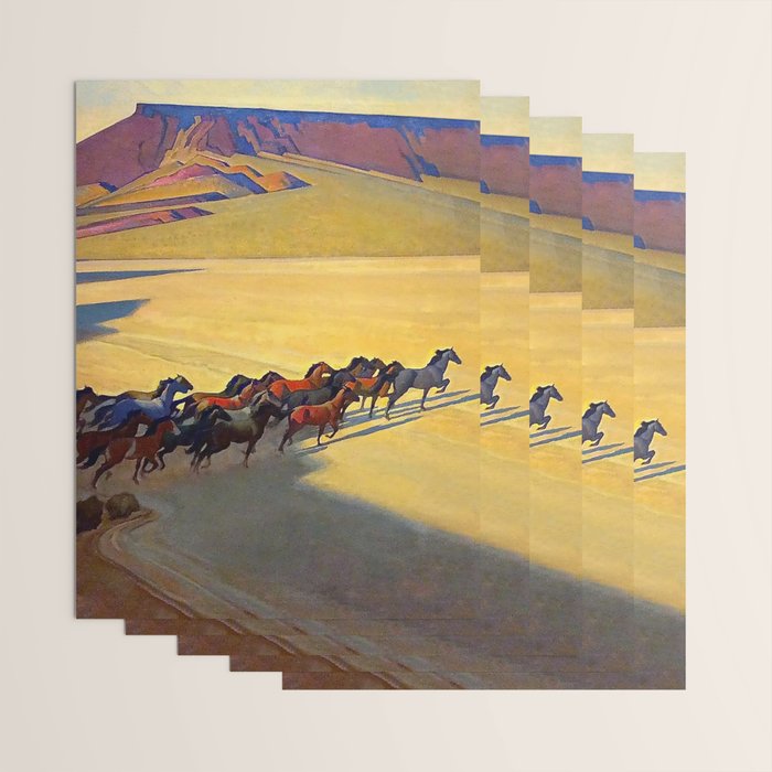 âWild Horses of Nevadaâ by Maynard Dixon Wrapping Paper Gallery Image 3