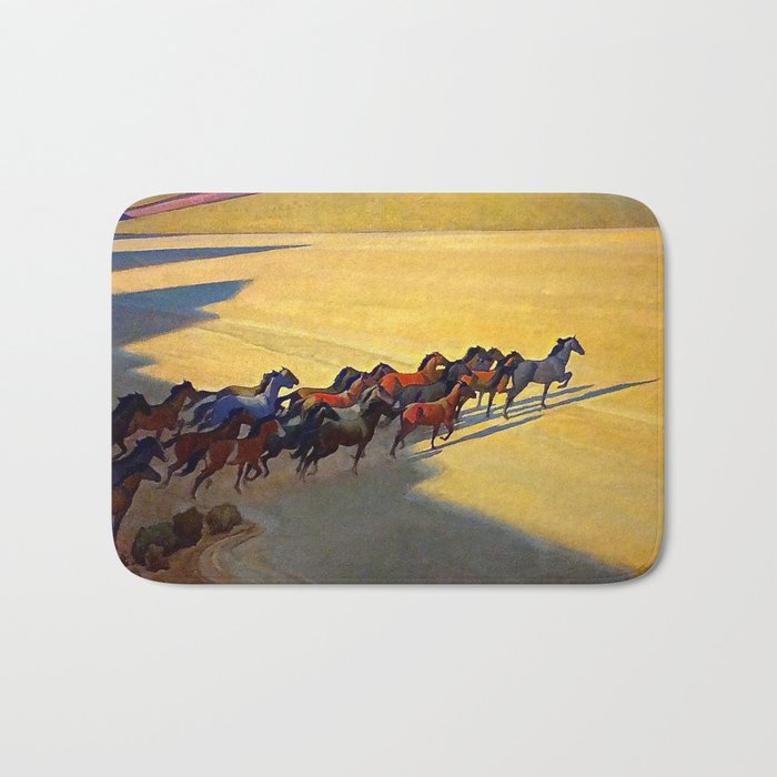 âWild Horses of Nevadaâ by Maynard Dixon Bath Mat Gallery Image 1