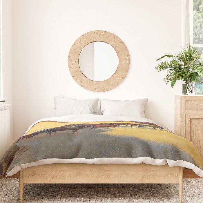 âWild Horses of Nevadaâ by Maynard Dixon Duvet Cover Gallery Image 3