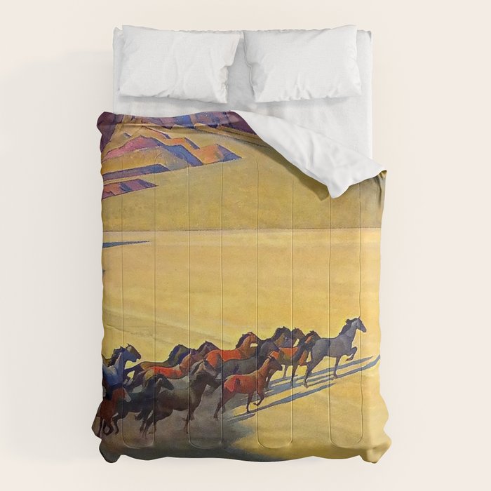 âWild Horses of Nevadaâ by Maynard Dixon Comforter Gallery Image 6