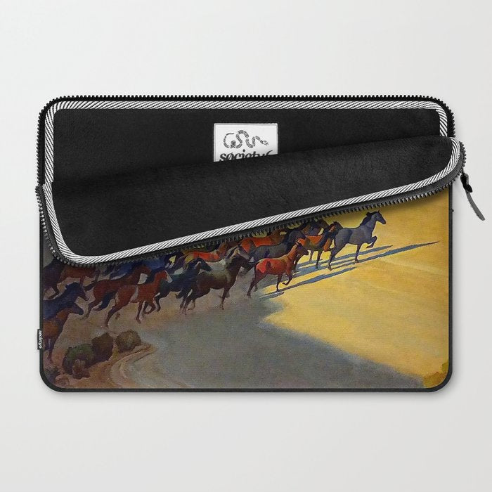 âWild Horses of Nevadaâ by Maynard Dixon Laptop Sleeve Gallery Image 2