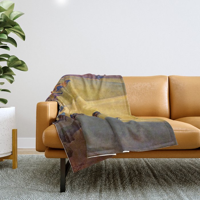 âWild Horses of Nevadaâ by Maynard Dixon Throw Blanket Gallery Image 1