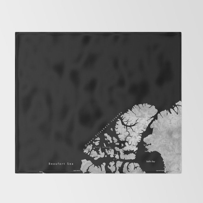 Black and grey watercolor world map with cities Throw Blanket Gallery Image 2