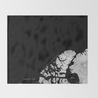 Black and grey watercolor world map with cities Throw Blanket Gallery Image 2