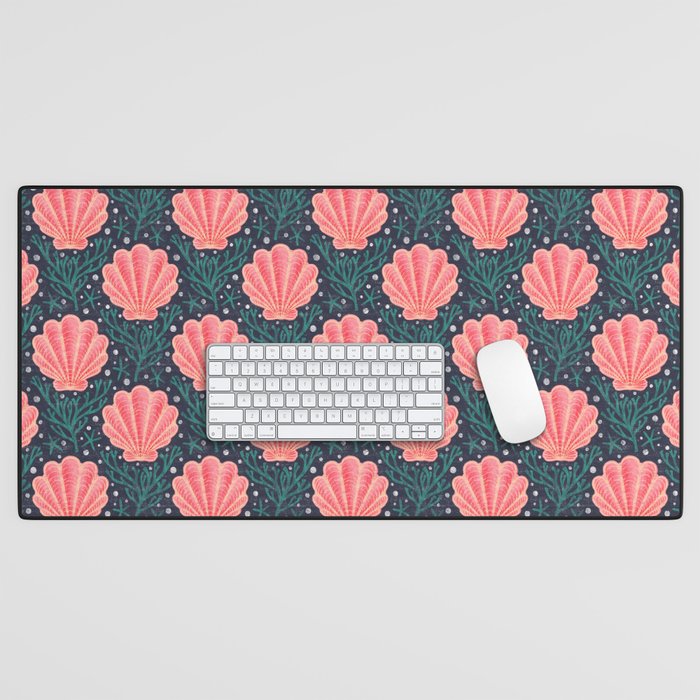Seashell - pink and blue Desk Mat Gallery Image 1