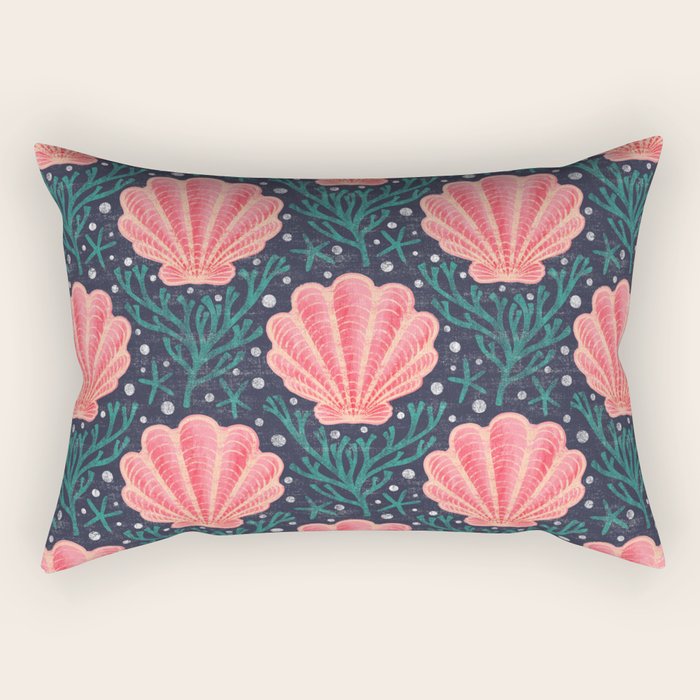 Seashell - pink and blue Rectangular Pillow Gallery Image 1