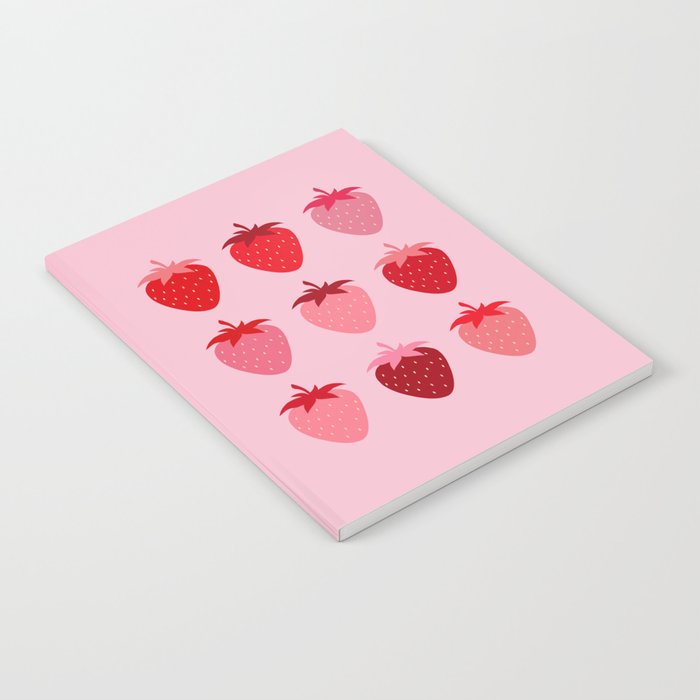 Abstract Retro Fruit Print Pink And Red Aesthetic Modern Preppy Strawberries Notebook Gallery Image 1