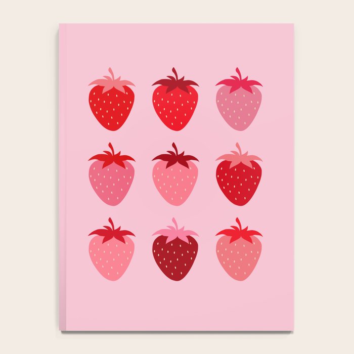 Abstract Retro Fruit Print Pink And Red Aesthetic Modern Preppy Strawberries Notebook Gallery Image 4