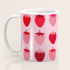 Abstract Retro Fruit Print Pink And Red Aesthetic Modern Preppy Strawberries Coffee Mug Gallery Image 3