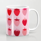Abstract Retro Fruit Print Pink And Red Aesthetic Modern Preppy Strawberries Coffee Mug Gallery Image 1