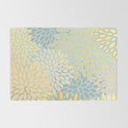 Elegant Blooms: Modern Floral Art in Soft Yellow and Teal Rug Gallery Image 2