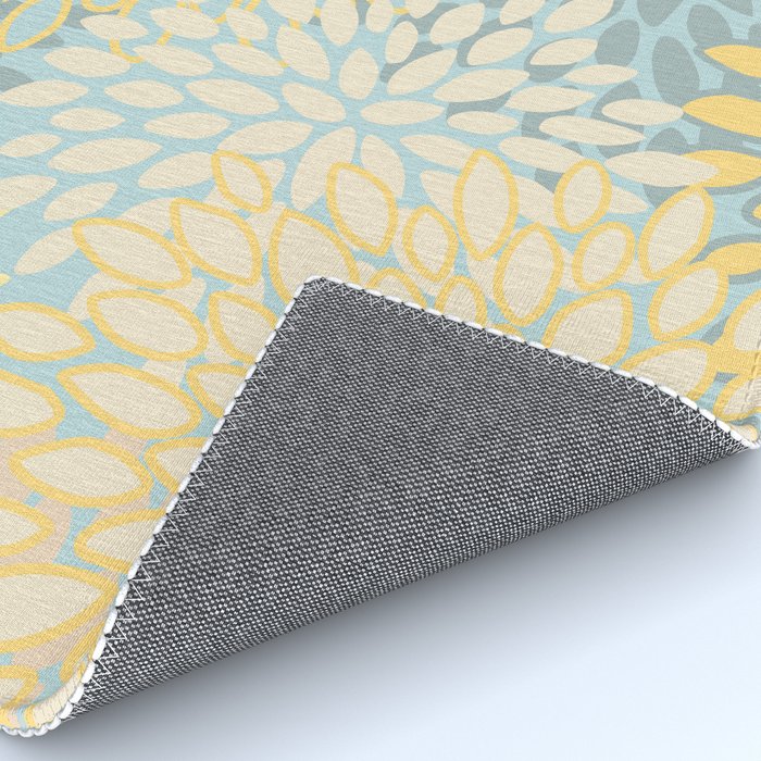 Elegant Blooms: Modern Floral Art in Soft Yellow and Teal Rug Gallery Image 4