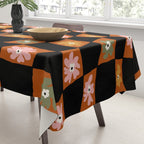 Retro floral check 1 Tablecloth Gallery Image 3