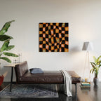 Retro floral check 1 Wood Wall Art Gallery Image 2