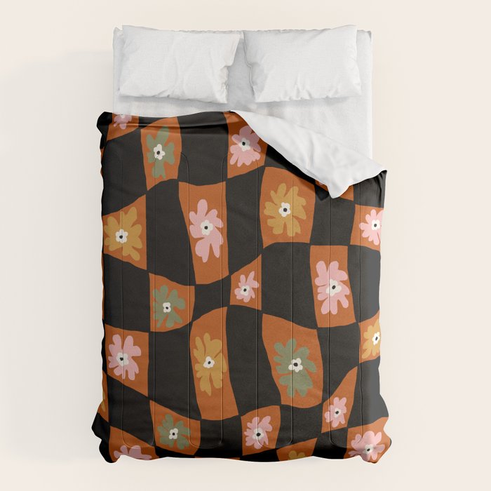 Retro floral check 1 Comforter Gallery Image 1