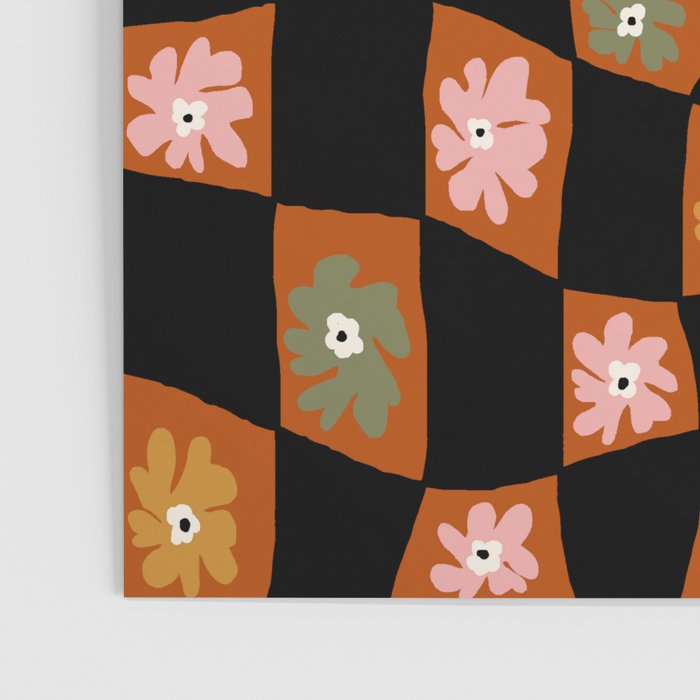 Retro floral check 1 Poster Gallery Image 3