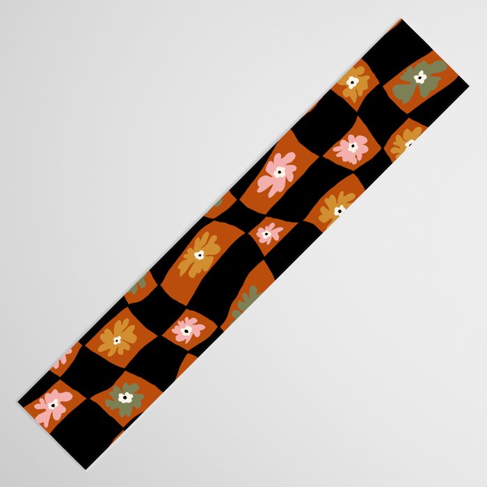 Retro floral check 1 Table Runner Gallery Image 3