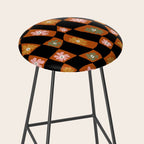Retro floral check 1 Stool Gallery Image 2