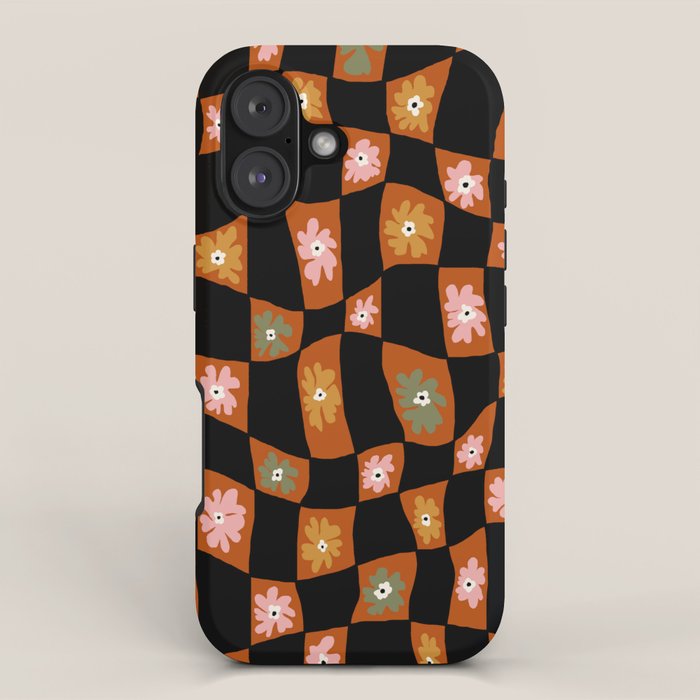 Retro floral check 1 iPhone Case Gallery Image 1