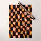 Retro floral check 1 Wrapping Paper Gallery Image 1