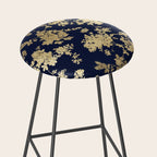 Elegant vintage navy blue faux gold flowers Stool Gallery Image 2