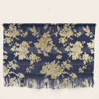 Elegant vintage navy blue faux gold flowers Wall Hanging Gallery Image 1