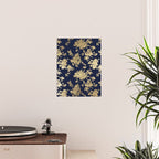 Elegant vintage navy blue faux gold flowers Poster Gallery Image 2