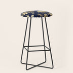 Elegant vintage navy blue faux gold flowers Stool Gallery Image 1